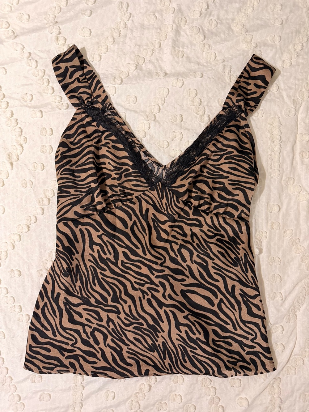 Wild Fable Brown & Black Zebra Lace-Trim Cami